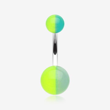 Two Toned Glow in the Dark Acrylic Belly Button Ring-Green/Blue